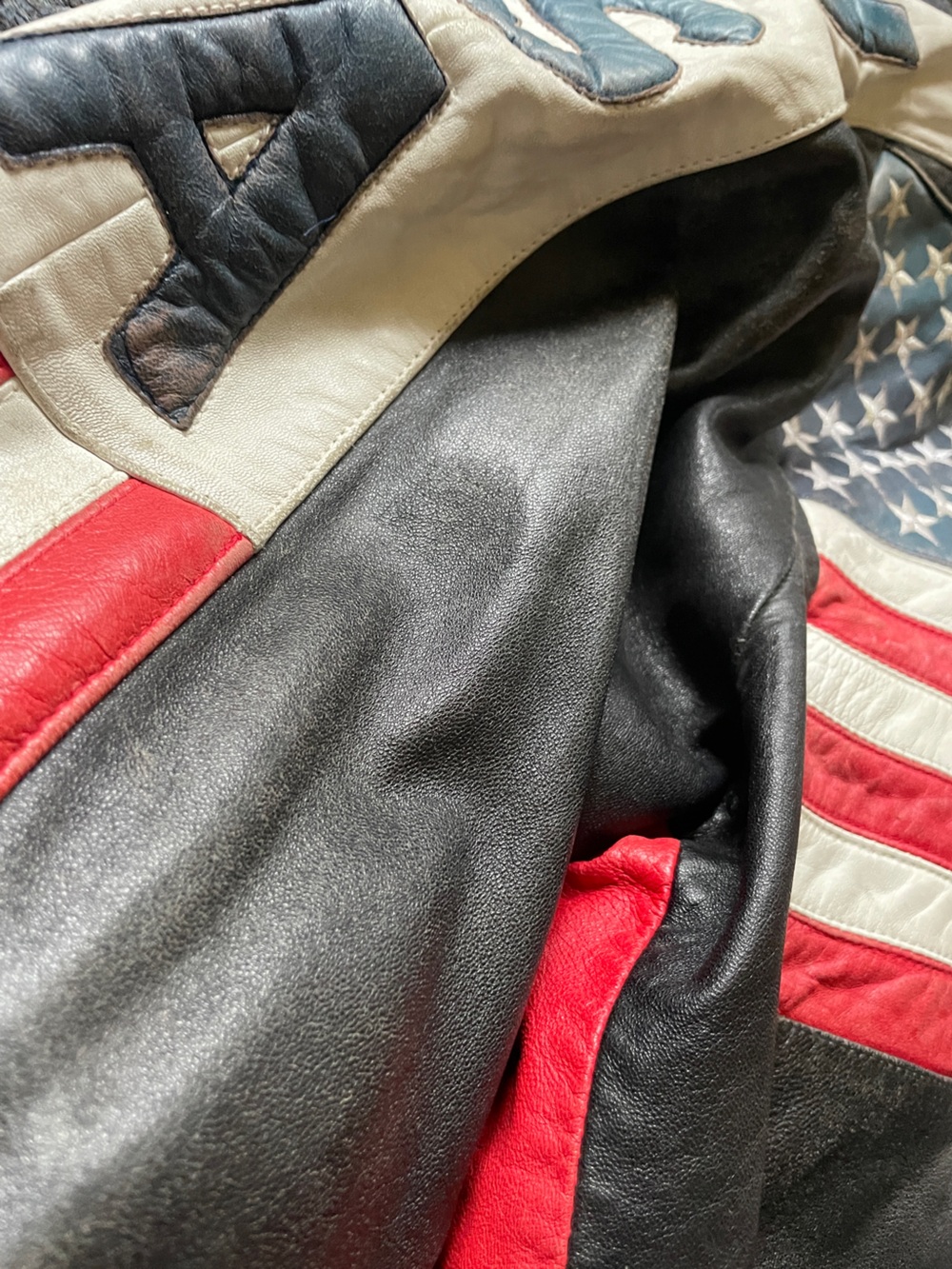 Vintage Michael Hoban USA Flag Leather Jacket circa 1982 - Picture 5 of 8